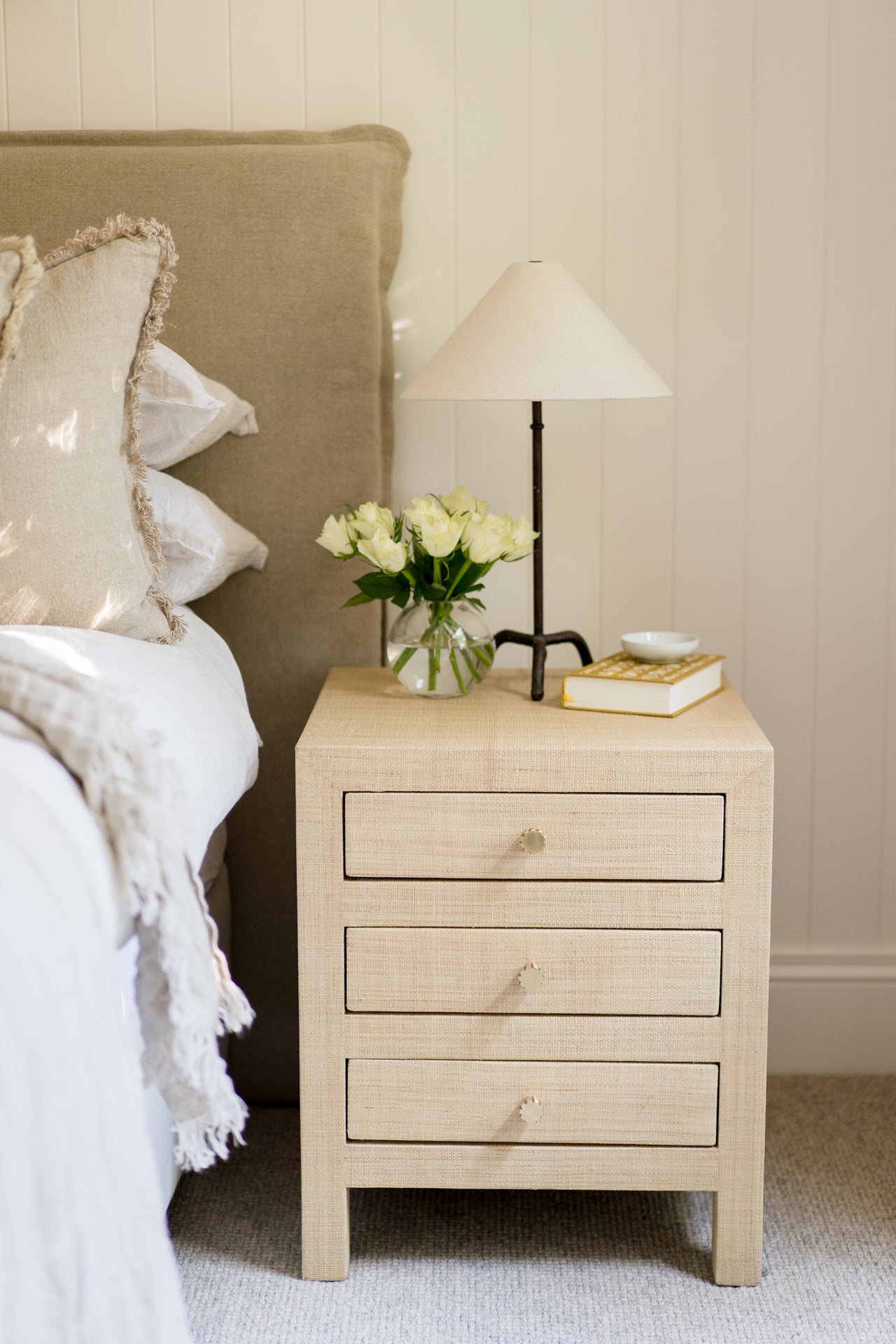 Kagu End Table with Raffia