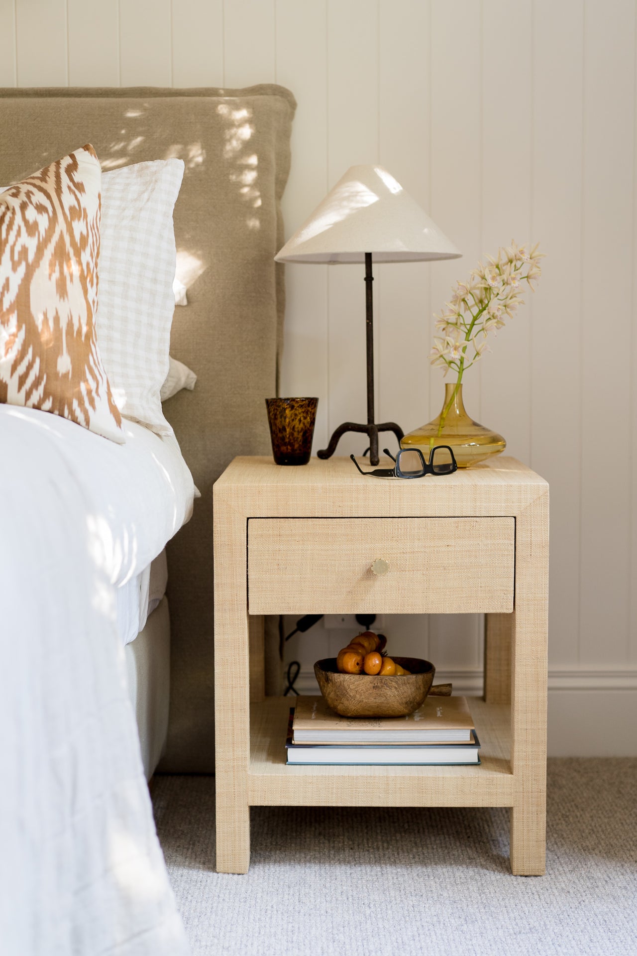 Kagu 1 Drawer Bedside Table with Raffia